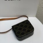 CELINE 2022SS Mini Triomphe Crossbody Bag 11cm Calfskin and Signature Canvas 26