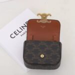 CELINE Triomphe Mini Flap Bags 11cm Luxury Small Crossbody Purse in Calfskin 3 Colors 26