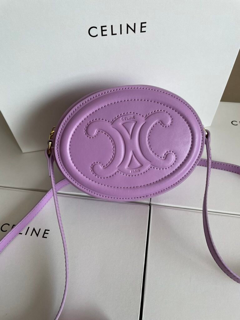 CELINE Triomphe Oval Purse 16cm Smooth Calfskin 6 Colors Small Mooncake Bag &ndash; Image 21