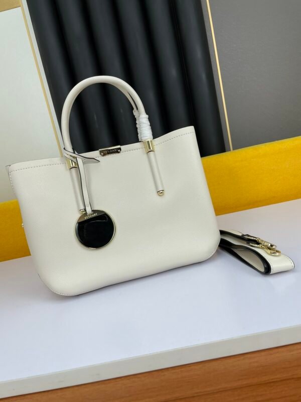 26 BVLGARI Style Luxury Two-Piece Tote Bag Set Premium Palm Leather Handbag with Removable Pouch