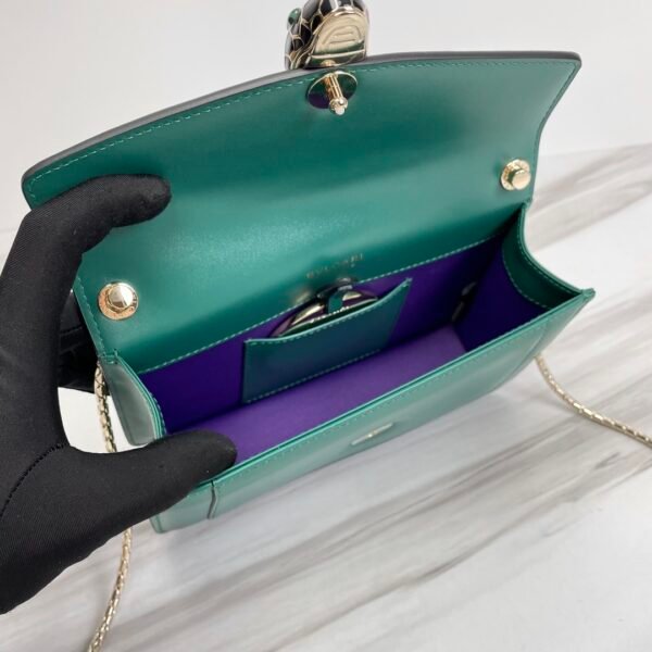 27 BVLGARI Serpenti Forever Calfskin Crossbody Bag 22.5cm Snakehead Enamel Closure Chain Shoulder Bag 4 Colors