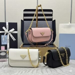 PRADA Saffiano Leather Mini Shoulder Bag 20.5cm Flight Attendant Style Crossbody with Adjustable Leather Strap