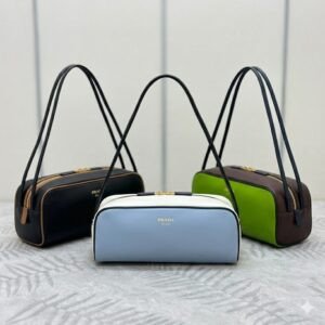 PRADA Bowling Bag 28cm Premium Calfskin Handbag with Contrast Trim and Lambskin Lining 2025 New Collection