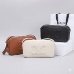 CELINE New SS 2022 Triomphe Embossed Calfskin Camera Shoulder Bag 26cm Minimalist Luxury Underarm Bag 28