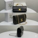 Celine Triomphe 30cm Horizontal Bag Top-Tier Leather Chain Bag for Women Retro Aesthetic Underarm Bag 28