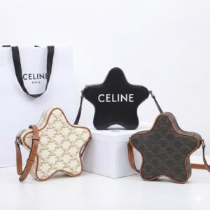 Celine Star Crossbody Bag 18cm Triomphe Canvas and Smooth Calfskin 3 Colors Star Bags 28
