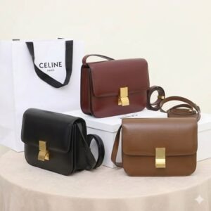 Celine Medium Classic Box Bag 24cm Calfskin Minimalist Crossbody Shoulder Bag for Women 3 Colors Tofu Bag 28