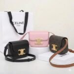 CELINE Triomphe Mini Flap Bags 11cm Luxury Small Crossbody Purse in Calfskin 3 Colors 28