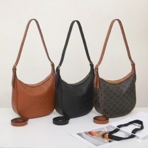 Celine Large Hobo Bag 31cm Triomphe Canvas and Italian Leather Minimalist Shoulder Bag for Women 28