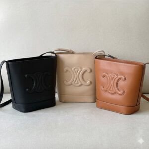 Celine Cuir Triomphe Small Bucket Bag 22x30cm Smooth Calfskin Leather Shoulder and Crossbody Handbag for Women 28
