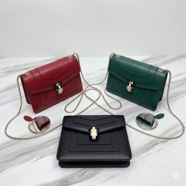 28 Bvlgari Serpenti Forever Calfskin Shoulder Bag with Single Chain Strap Small 20cm 3 Colors