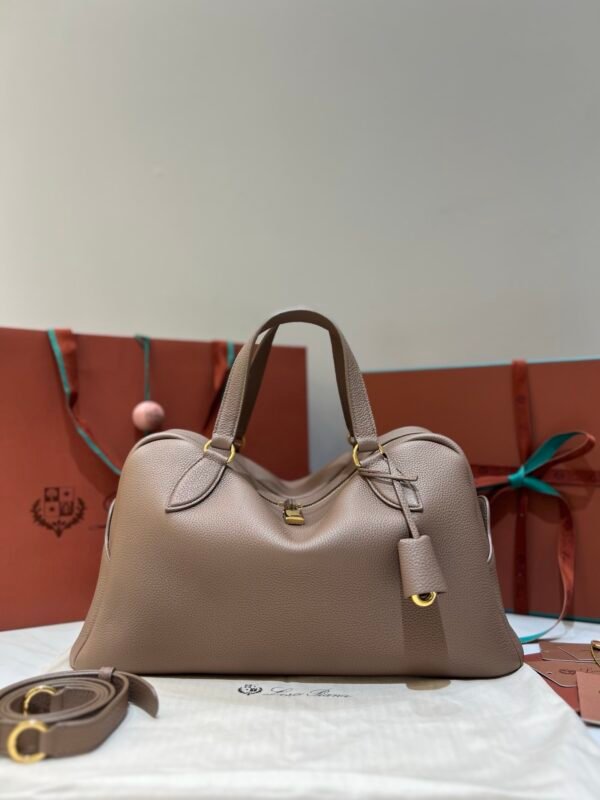 Loro Piana Needle Bag 39cm Tender Calfskin Large Leather Satchel with Detachable Crossbody Strap High-End Designer Handbag