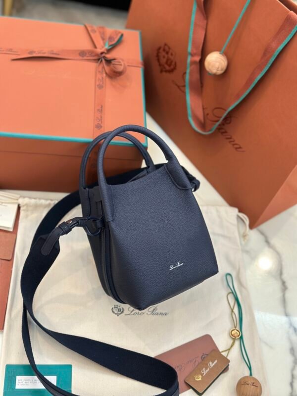 28 Loro Piana Bale Mini Bucket Bag Grained Calfskin Sophisticated Shoulder and Crossbody Handbag Craftsmanship and Versatile Luxury