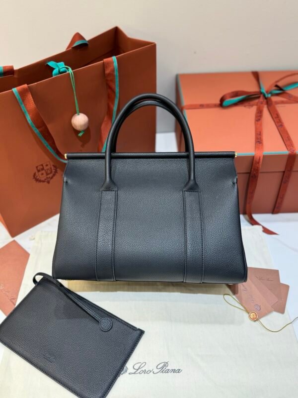 Loro Piana Loom L32 Handbag 33cm Tender Calfskin Luxury Designer Tote Bag with Gold Padlock & Removable Pouch