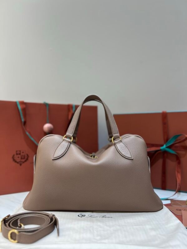 Loro Piana Needle Bag 39cm Tender Calfskin Large Leather Satchel with Detachable Crossbody Strap High-End Designer Handbag