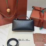 Loro Piana Extra Bag L23 Calfskin Leather Top Handle Bag 23cm Crossbody Handbag with Signature Padlock Charms and Adjustable Strap Loro Piana Extra Bag L23 Calfskin Leather Top Handle Bag 23cm Crossbody Handbag with Signature Padlock Charms and Adjustable Strap
