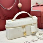 Loro Piana L23 Extra Bag 23cm Ostrich-Effect Calfskin Top-Handle Vanity Bag and Crossbody for Women Loro Piana L23 Extra Bag 23cm Ostrich-Effect Calfskin Top-Handle Vanity Bag and Crossbody for Women