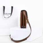 CELINE TABOU Medium Shoulder Bag 22cm Smooth Tan Calfskin Vintage Inspired Crossbody Bag with Gold Padlock Hardware 3
