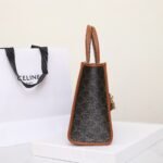 CELINE Horizontal Cabas Tote Bag 35cm Triomphe Canvas and Calfskin Leather Crossbody and Handbag with Strap 3