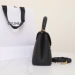 CELINE NINO Top Handle Bag 26cm Black Grained Calfskin with Gold Triomphe Hardware Luxury Crossbody Handbag 3