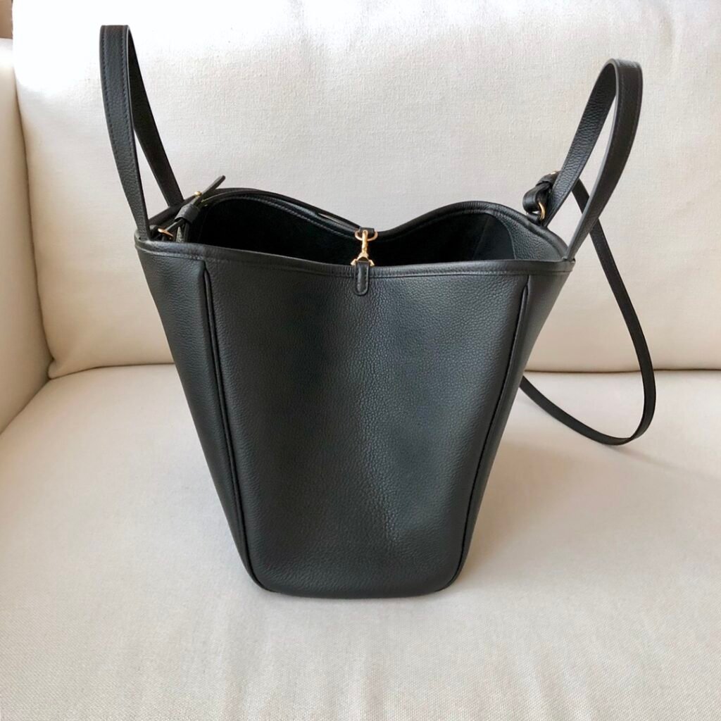 Celine Folded Cabas Bag 26cm Black & Oatmeal Grained Calfskin Tote Bag for Women – Image 2