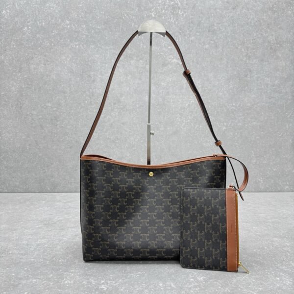 3 CELINE Soft Shopper Bag 33cm Triomphe Canvas Calfskin Large Tote 13-inch Laptop Chic French Shoulder Bag
