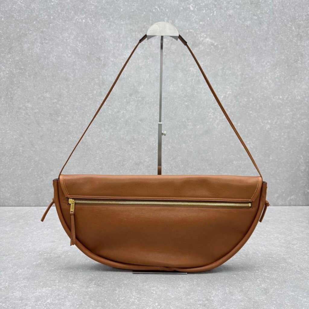 CELINE Halfmoon Bag 46cm Lambskin Vintage Large Hobo Shoulder Bag with Triomphe Metallic Hardware – Image 2
