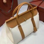 Loro Piana Loom L32 Bag 33cm Designer Canvas & Leather Tote Handbag Work & Travel Satchel with Detachable Pouch