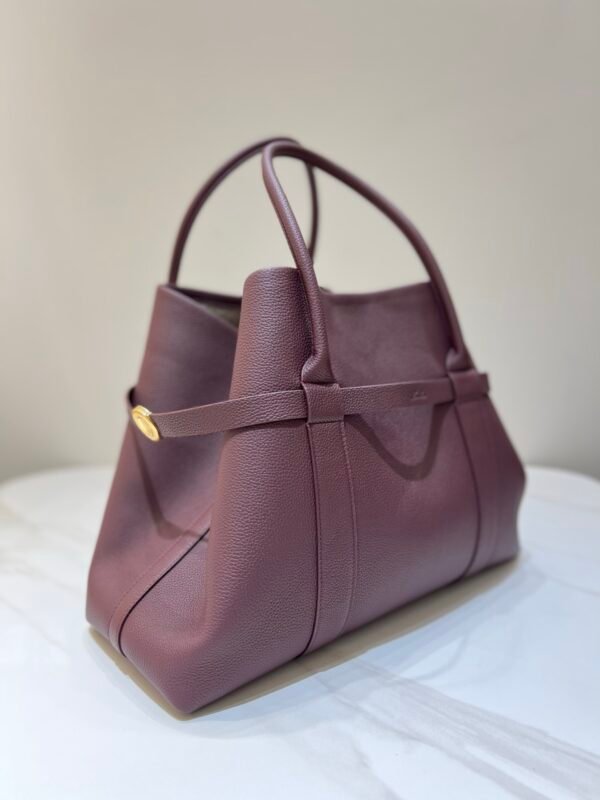 3 Loro Piana Ghiera Shopper Large Leather Tote Bag 40cm Grained Leather Handbag with Cashmere Lining and Detachable Pouch for Work and Travel