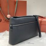 Loro Piana Extra Pouch L29 Grained Calfskin Clutch 29cm Minimalist Designer Lunch Box Bag Detachable Wristlet