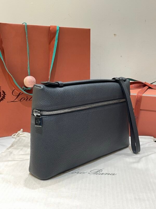 Loro Piana Extra Pouch L29 Grained Calfskin Clutch 29cm Minimalist Designer Lunch Box Bag Detachable Wristlet
