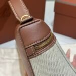 Loro Piana Extra Bag L23 Caramel Leather & Linen Canvas Crossbody Handbag 23cm for Women Top-Handle Bag with Signature Charms Loro Piana Extra Bag L23 Caramel Leather & Linen Canvas Crossbody Handbag 23cm for Women Top-Handle Bag with Signature Charms