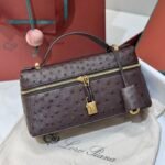 Loro Piana L23 Extra Bag 23cm Ostrich-Effect Calfskin Top-Handle Vanity Bag and Crossbody for Women Loro Piana L23 Extra Bag 23cm Ostrich-Effect Calfskin Top-Handle Vanity Bag and Crossbody for Women