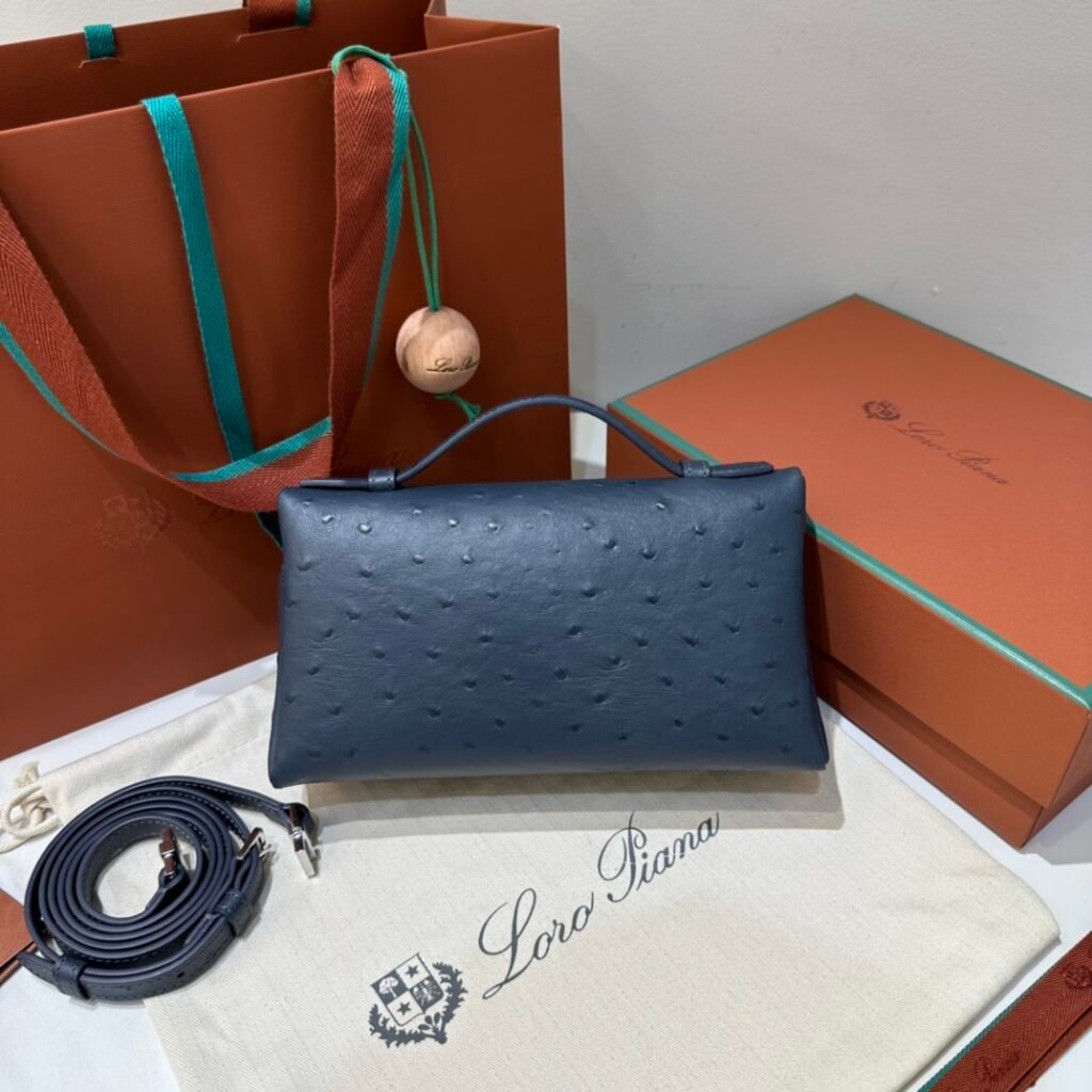 Loro Piana Extra Pocket L19 Ostrich Pattern Bag Ultimate Quiet Luxury Handbag & Crossbody – Image 3