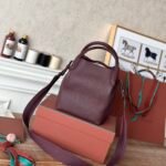Loro Piana Medium Bale Bag Grained Calfskin Minimalist Bucket Bag with Detachable Shoulder Strap 6 Colors