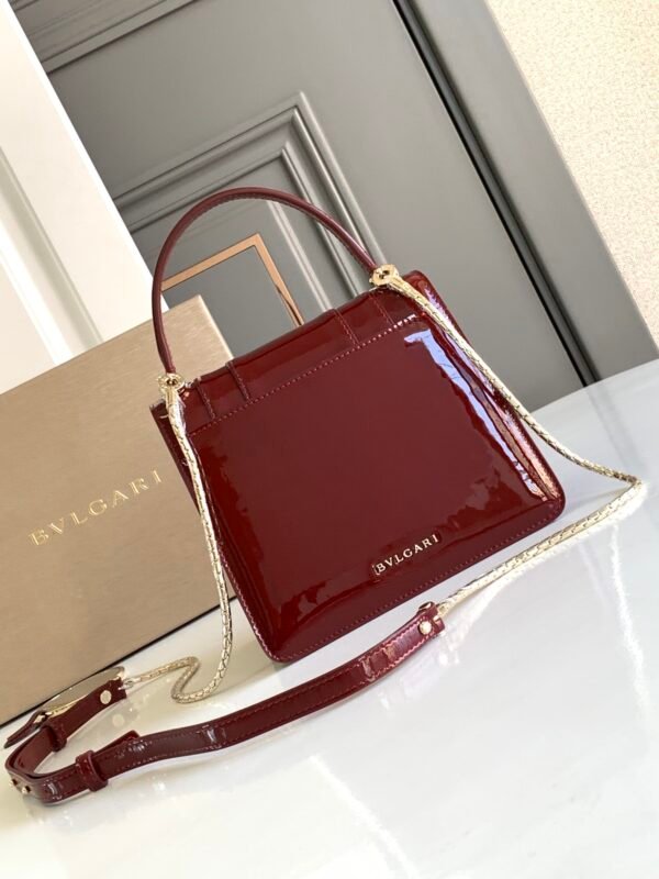 3 BVLGARI Serpenti Forever Glossy Calfskin Top Handle Bag 18cm Luxury Snakehead Chain Shoulder Crossbody Bag