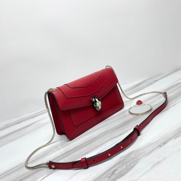 3 BVLGARI Serpenti Forever Calfskin Crossbody Bag 22.5cm Snakehead Enamel Closure Chain Shoulder Bag 4 Colors