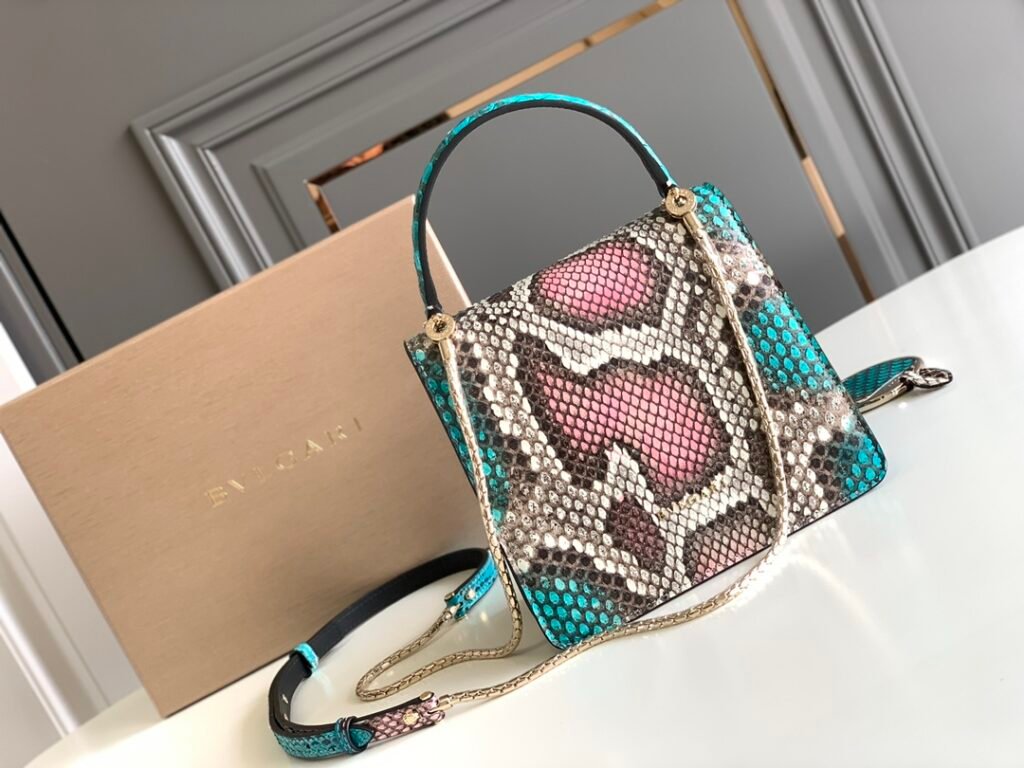 BVLGARI Serpenti Forever Python Skin Top Handle Bag VIP Custom Arctic Jade Psiche Rare Leather Shoulder Bag Crossbody Chain Flap Bag 2 Sizes – Image 4 BVLGARI Serpenti Forever Python Skin Top Handle Bag VIP Custom Arctic Jade Psiche Rare Leather Shoulder Bag Crossbody Chain Flap Bag 2 Sizes – Image 4