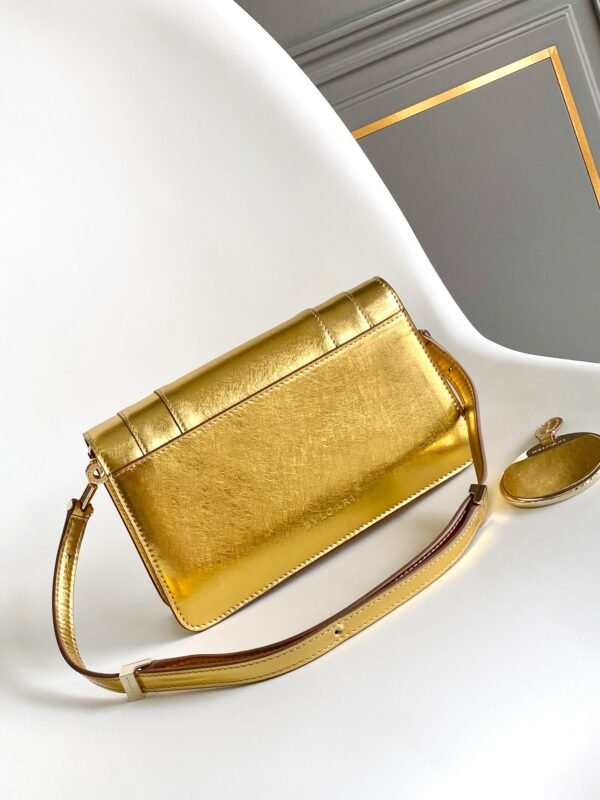 3 BVLGARI Serpenti Forever East-West Small Shoulder Bag 22cm Patent & Metallic Calf Leather Crossbody Handbag with Snakehead Closure