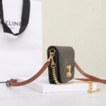 CELINE Triomphe Canvas and Calfskin 3-in-1 Chain Shoulder Bag 20.5cm Parisian Chic Crossbody and Underarm Bag 3