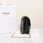 Celine Triomphe Chain Bag 25cm Supple Calfskin and Signature Canvas Medium Flap Shoulder Bag with Gold-Tone Hardware 3