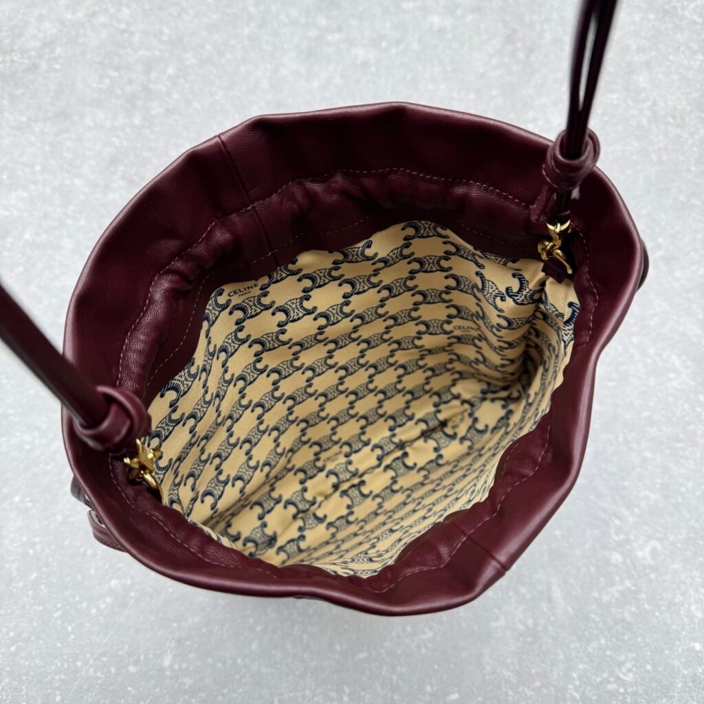 CELINE CRYSTAL Drawstring Pouch Bag 27x31cm The Ultimate Lambskin Cloud Bag &ndash; Image 12