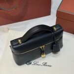 Loro Piana Extra Bag L23 Calfskin Leather Top Handle Bag 23cm Crossbody Handbag with Signature Padlock Charms and Adjustable Strap Loro Piana Extra Bag L23 Calfskin Leather Top Handle Bag 23cm Crossbody Handbag with Signature Padlock Charms and Adjustable Strap