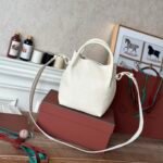 Loro Piana Medium Bale Bag Grained Calfskin Minimalist Bucket Bag with Detachable Shoulder Strap 6 Colors