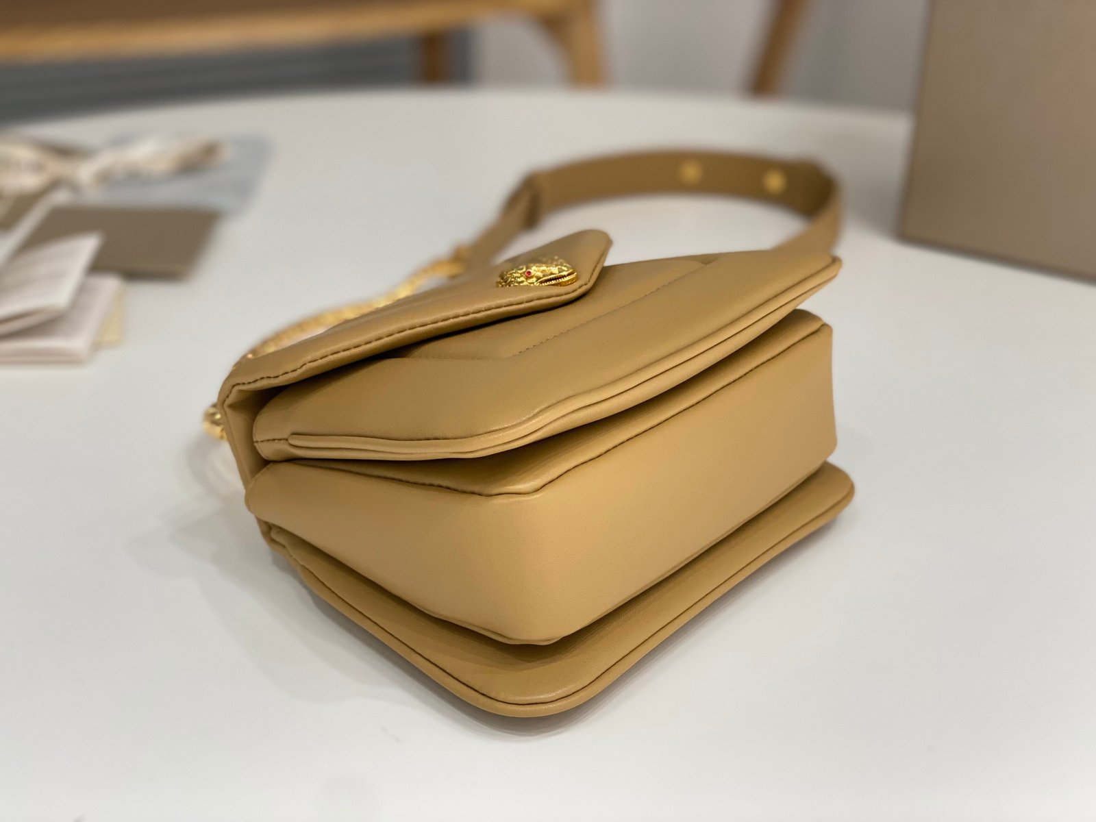 BVLGARI Serpenti Reverse Small Quilted Calfskin Top Handle Bag 20cm with Snake Metal Handle and Iconic Magnetic Chain Crossbody Strap BVLGARI Serpenti Reverse Small Quilted Calfskin Top Handle Bag 20cm with Snake Metal Handle and Iconic Magnetic Chain Crossbody Strap