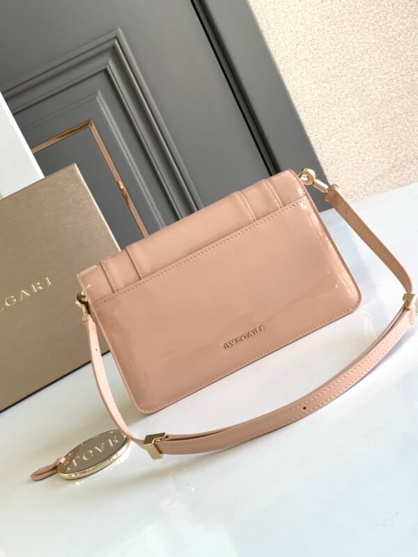 30 BVLGARI Serpenti Forever East-West Small Shoulder Bag 22cm Patent & Metallic Calf Leather Crossbody Handbag with Snakehead Closure