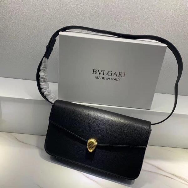 32 Bvlgari x Alexander Wang Collaboration Serpenti in Love Collection Mini Leather Shoulder Bag 26cm Calfskin Crossbody Bag with Iconic Snakehead Closure 4 Colors