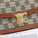CELINE Teen Triomphe Bag 18.5cm Textile and Calfskin Designer Crossbody Shoulder Bag for Women 4 Colors 32