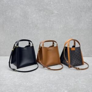 CELINE Cubo Medium Bucket Bag 23cm Triomphe Canvas & Calfskin Handbag with Crossbody Strap & Large Capacity CELINE Cubo Medium Bucket Bag 23cm Triomphe Canvas & Calfskin Handbag with Crossbody Strap & Large Capacity