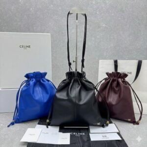 CELINE CRYSTAL Drawstring Pouch Bag 27x31cm The Ultimate Lambskin Cloud Bag